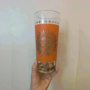 Vintage Celestial Sun Atomic 24K Gold Jeanette  Highball Glasses MCM